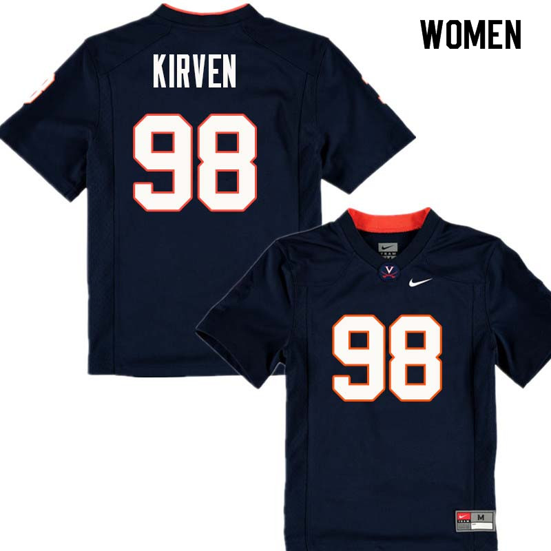 Women #98 John Kirven Virginia Cavaliers College Football Jerseys Sale-Navy - Click Image to Close
